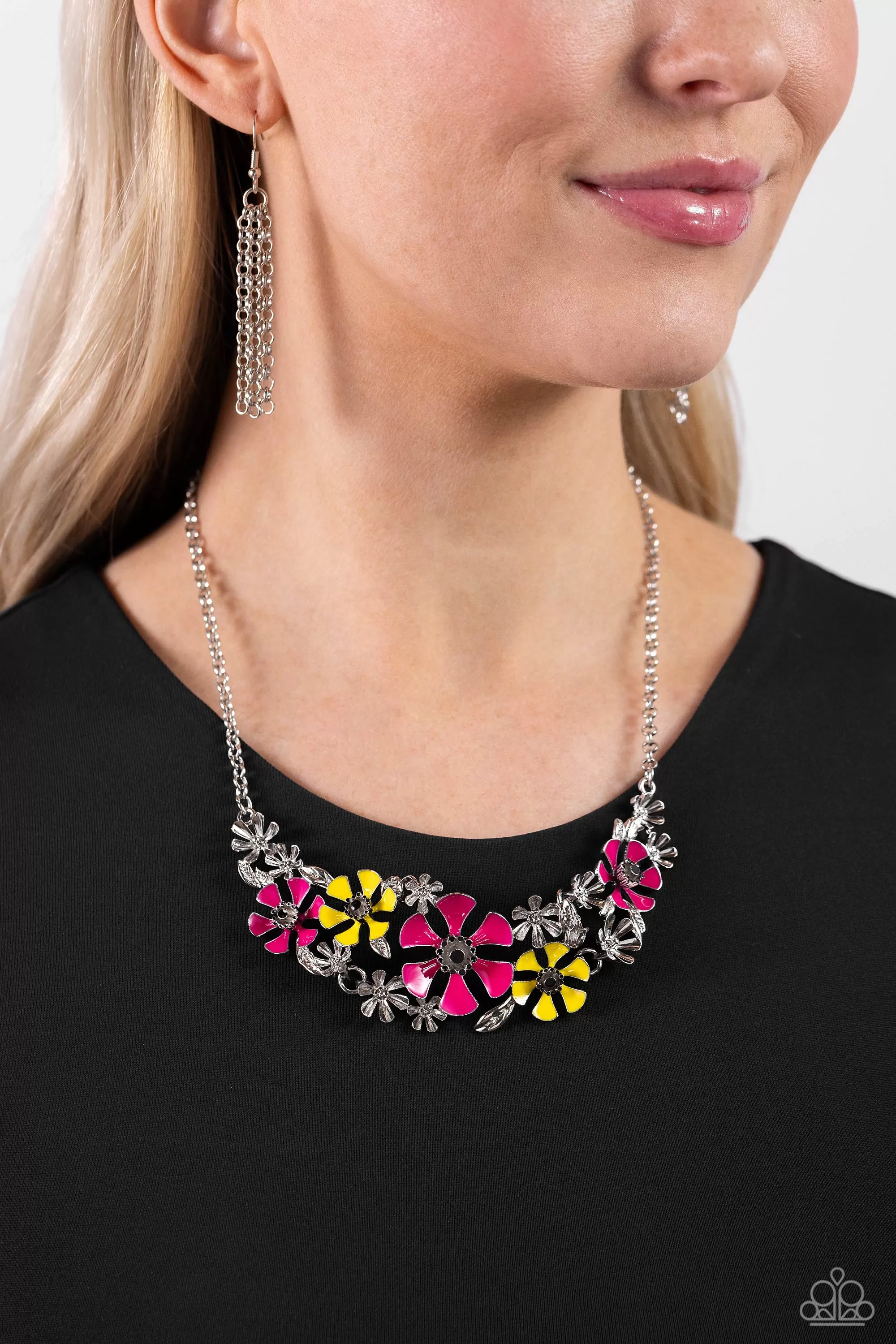 Paparazzi Blooming Practice Pink Necklace & Earring Set