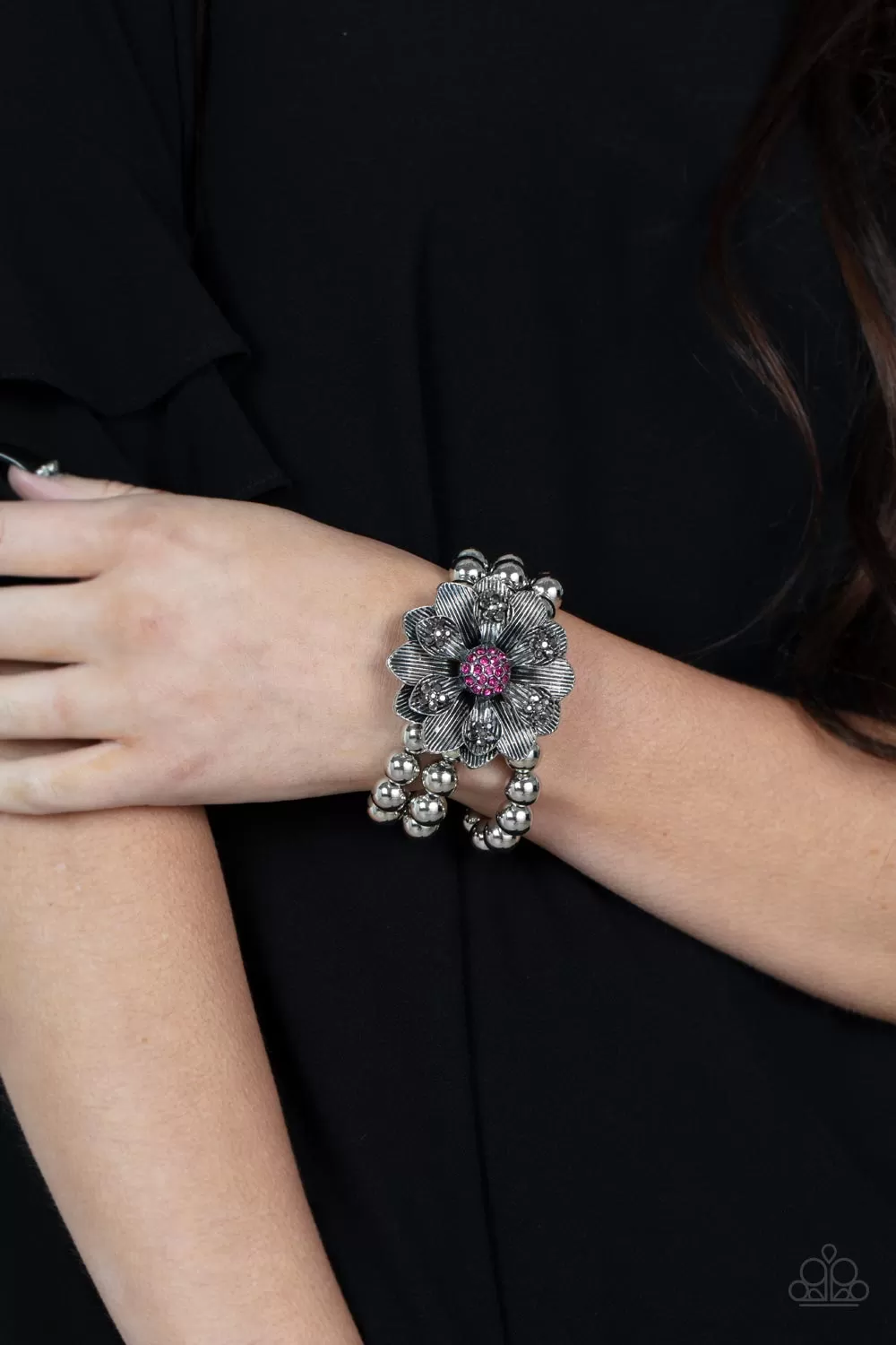 Paparazzi Botanical Bravado - Pink Flower Bracelet