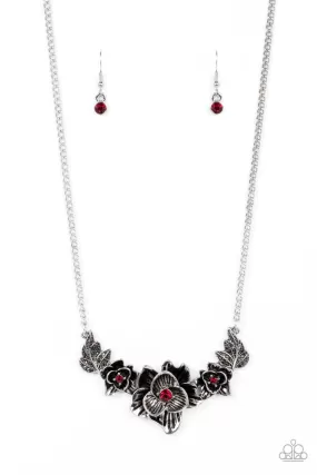 Paparazzi Botanical Breeze Red Necklace & Earring Set