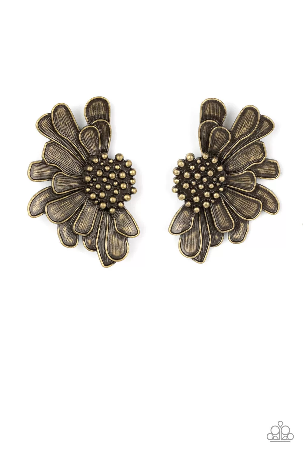 Paparazzi Farmstead Meadow - Brass Flower Earrings