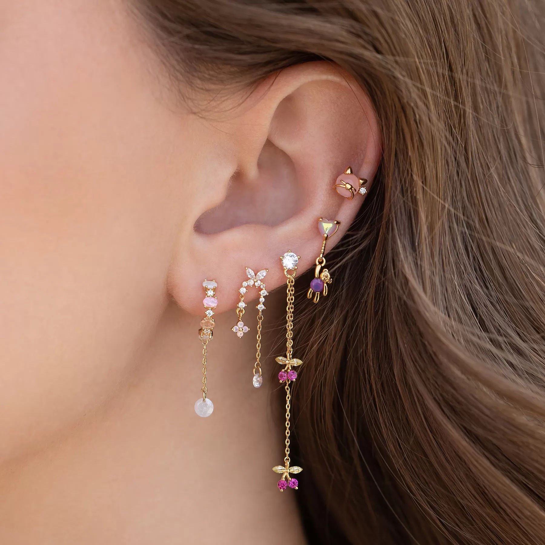 Pastel Rosie Dangle Hoops