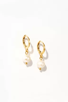 Pearl Drop Huggie Earrings