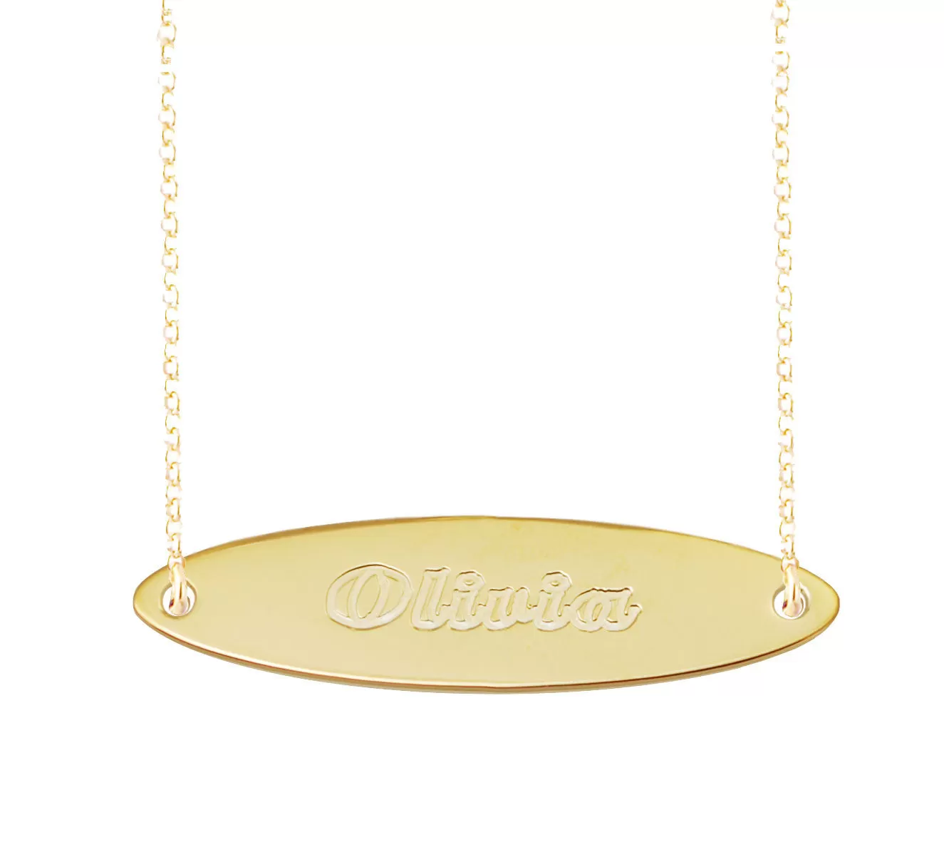 Personalized Oval Gold Bar Necklace