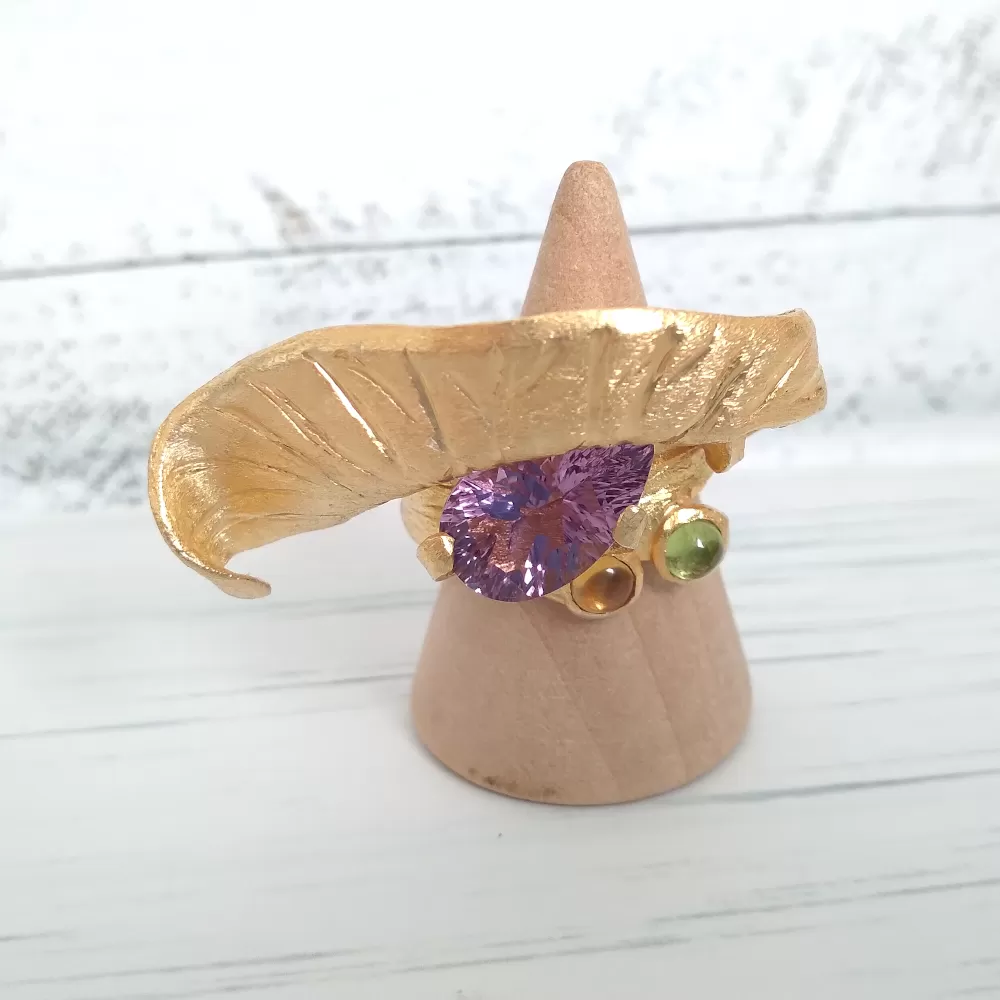 Petal with Nestled Gems Cocktail Ring