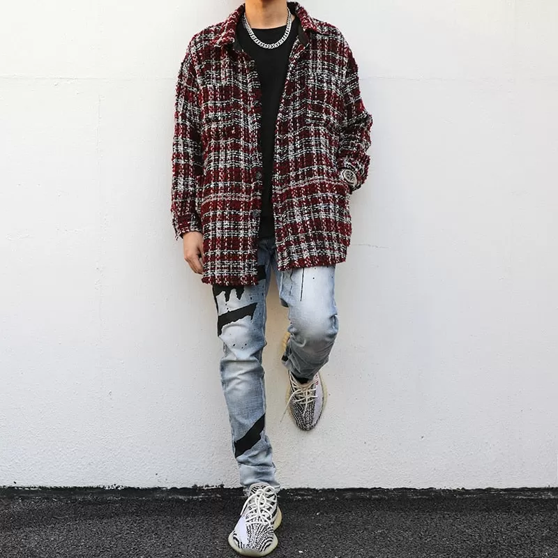 PLAID OVERSHIRT IN WOOLEN TWEED