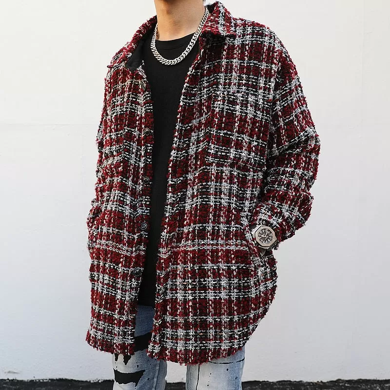 PLAID OVERSHIRT IN WOOLEN TWEED