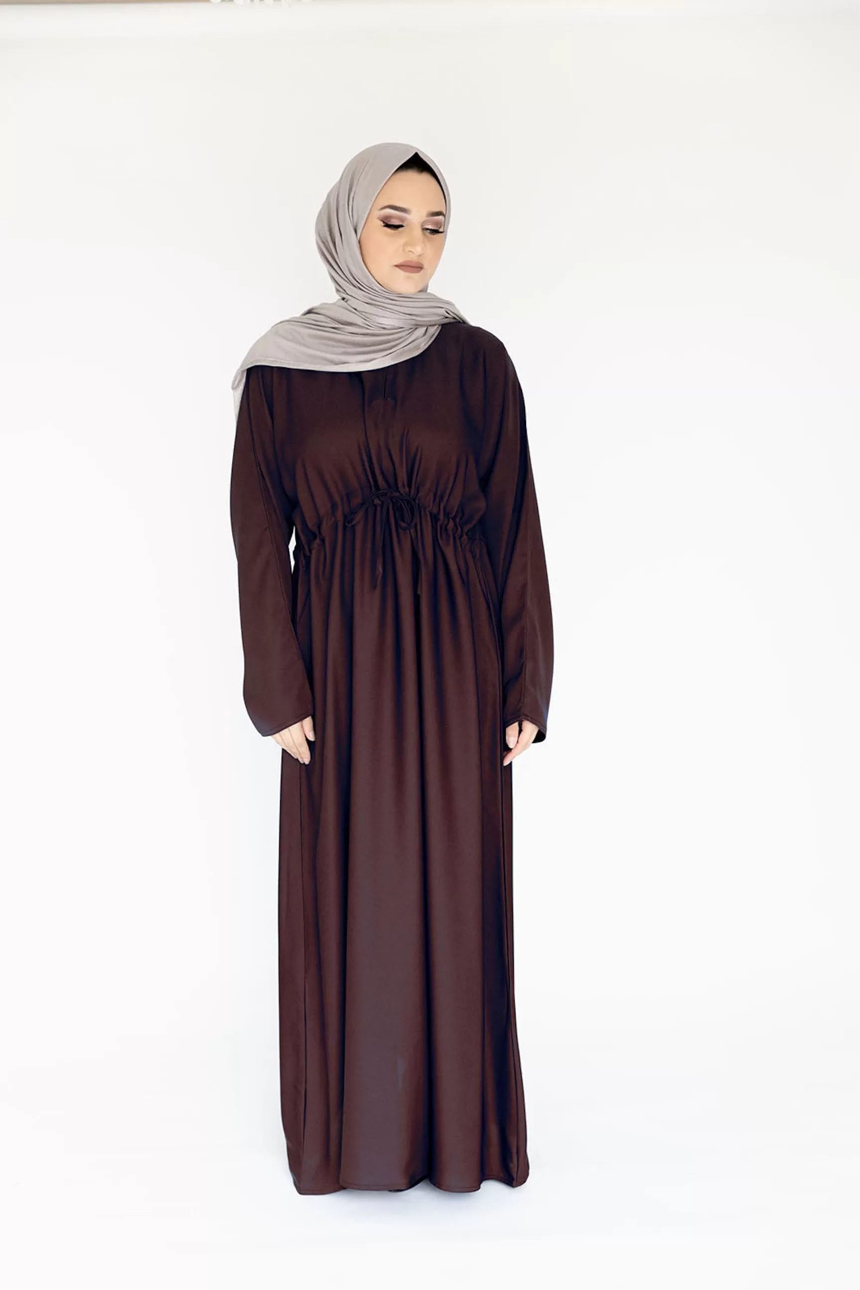 Plain Draw String Closed Abaya -  5 Colours