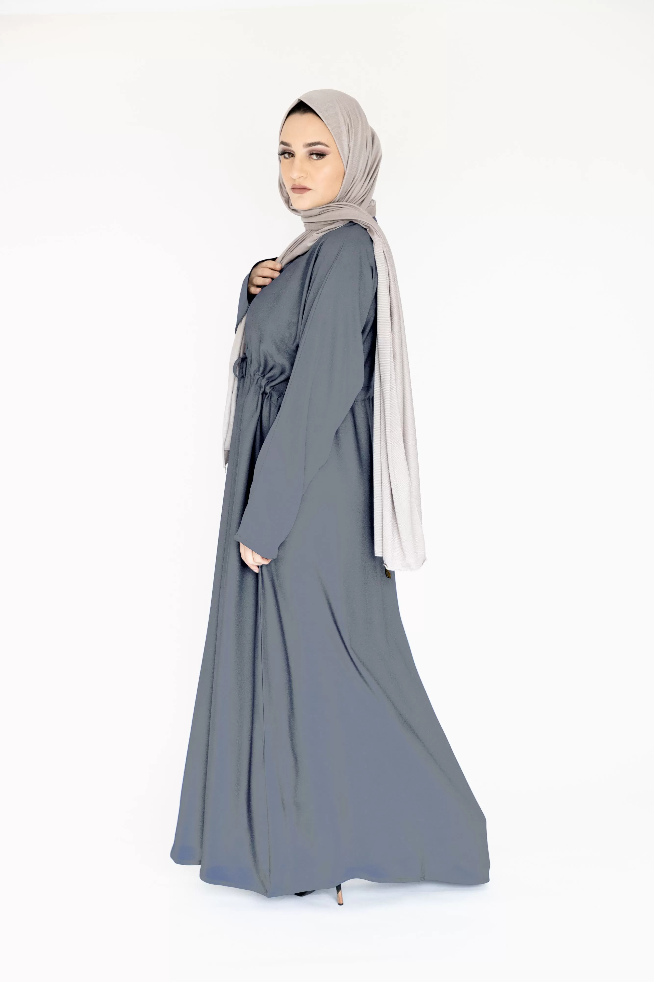 Plain Draw String Closed Abaya -  5 Colours