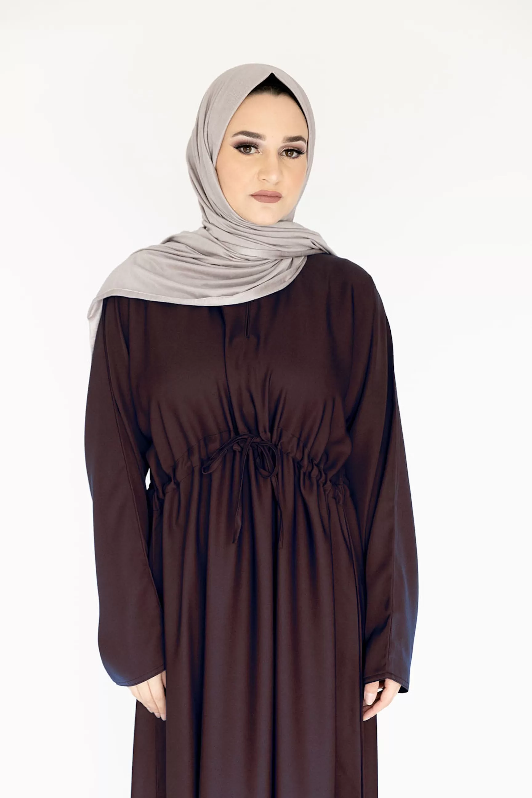 Plain Draw String Closed Abaya -  5 Colours