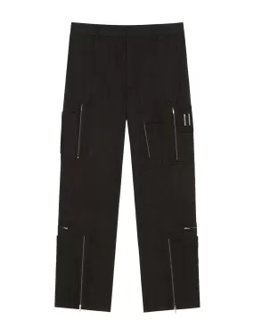 Poplin trousers with multipockets with zip