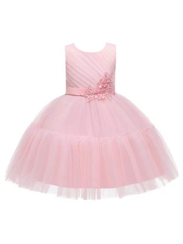 Princess Silhouette Bows Kids Party Dresses Flower Girl Dresses Short Flower Girl Dress