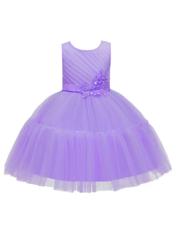 Princess Silhouette Bows Kids Party Dresses Flower Girl Dresses Short Flower Girl Dress