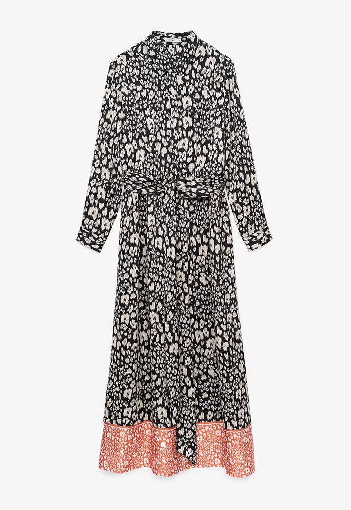 Printed Flared Maxi Shirt Dress