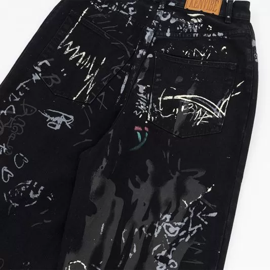 Printed Street Niche Design Wide Leg Male Jeans