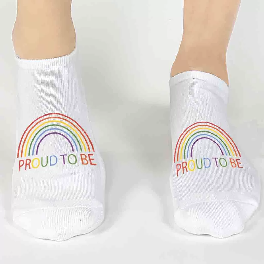 Proud to Be Rainbow Pride No Show Socks