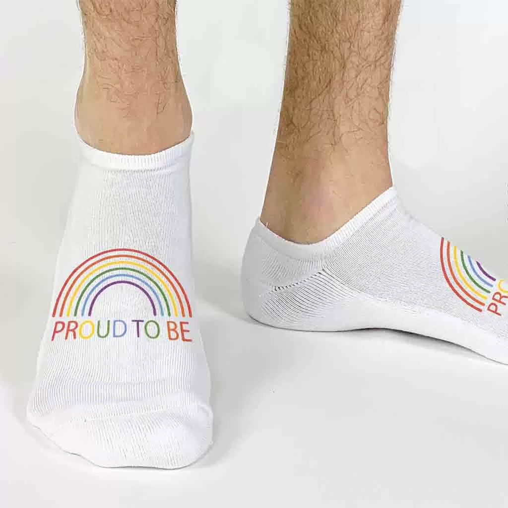 Proud to Be Rainbow Pride No Show Socks