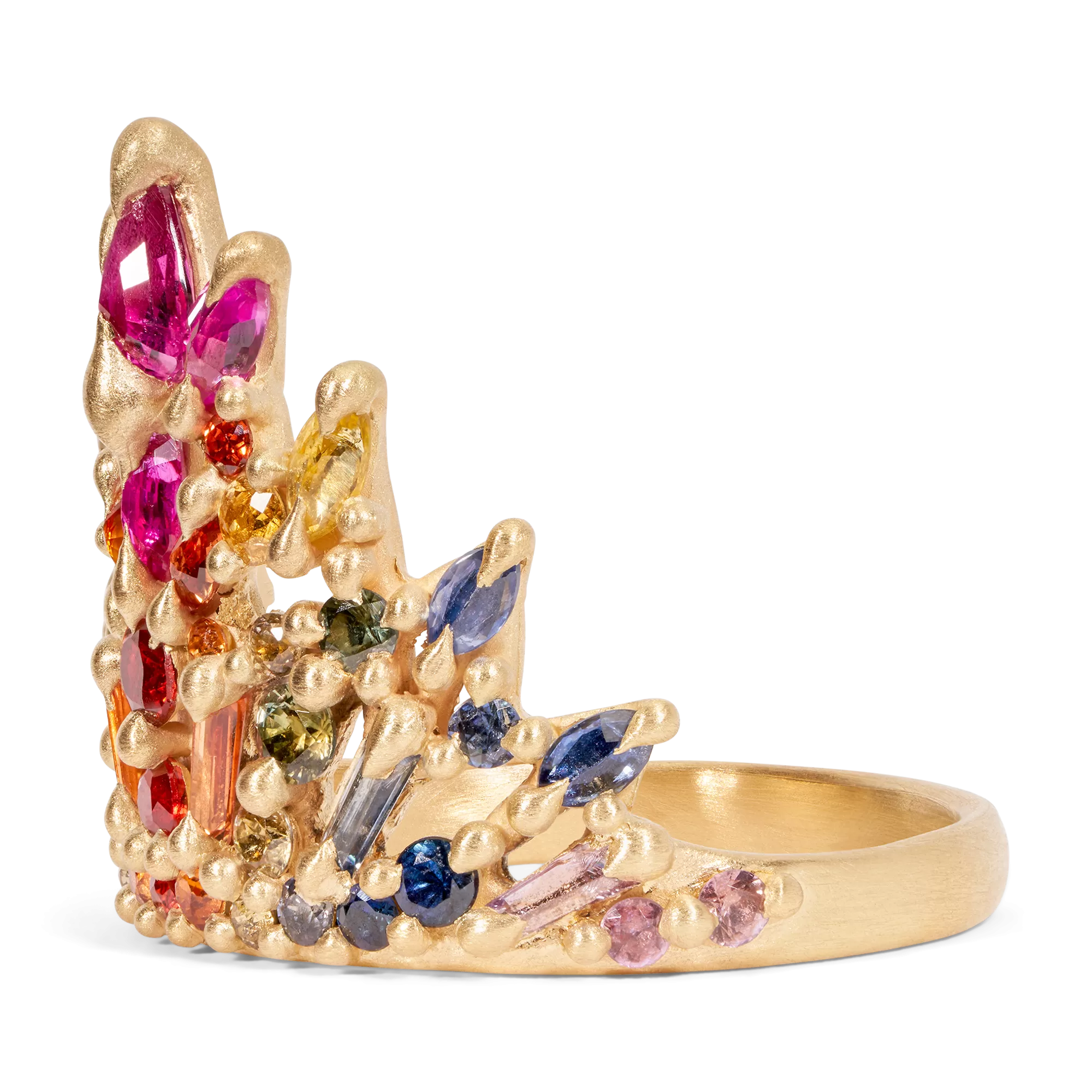 Rainbow Star Bright Long Lace Petal Ring - Made to Order