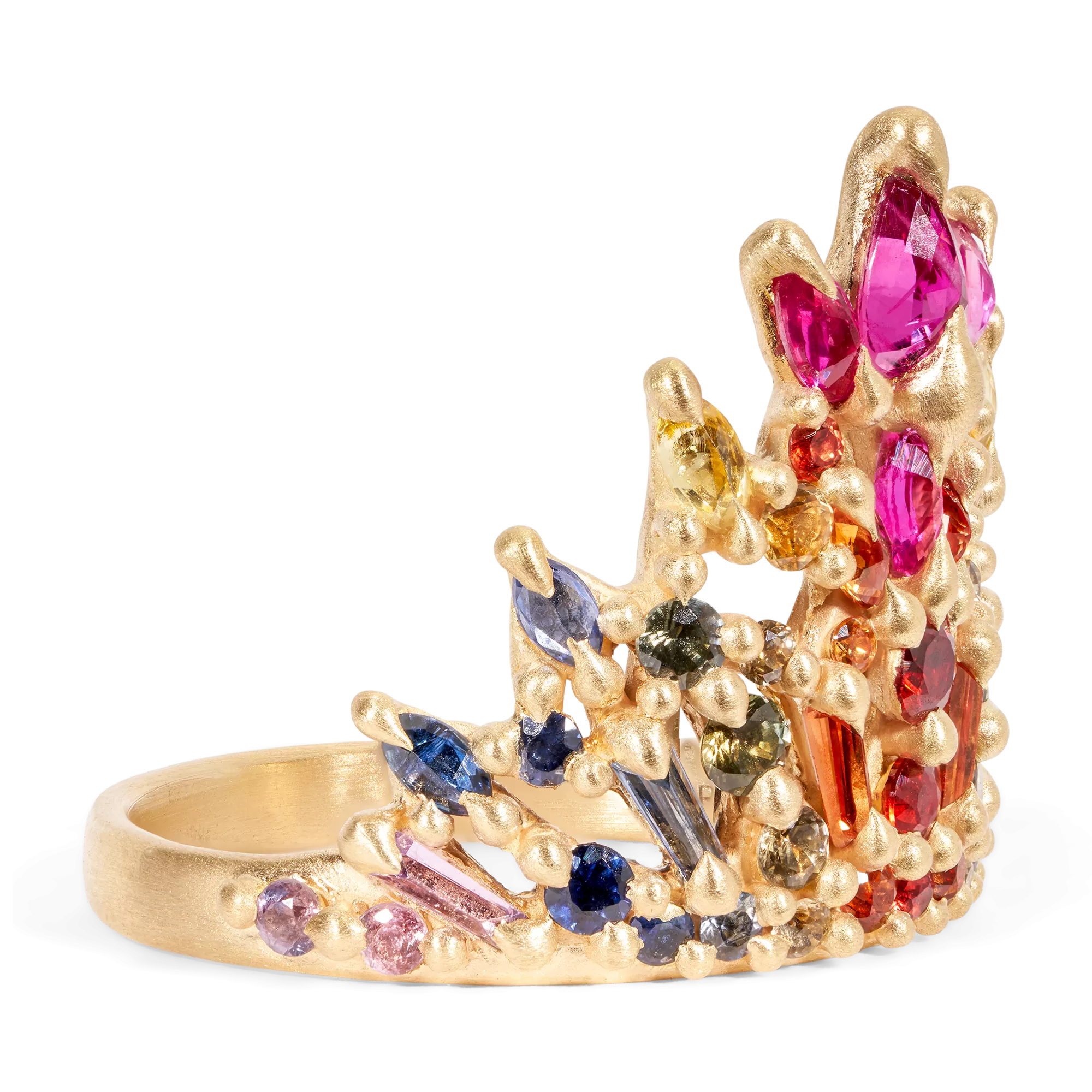 Rainbow Star Bright Long Lace Petal Ring - Made to Order