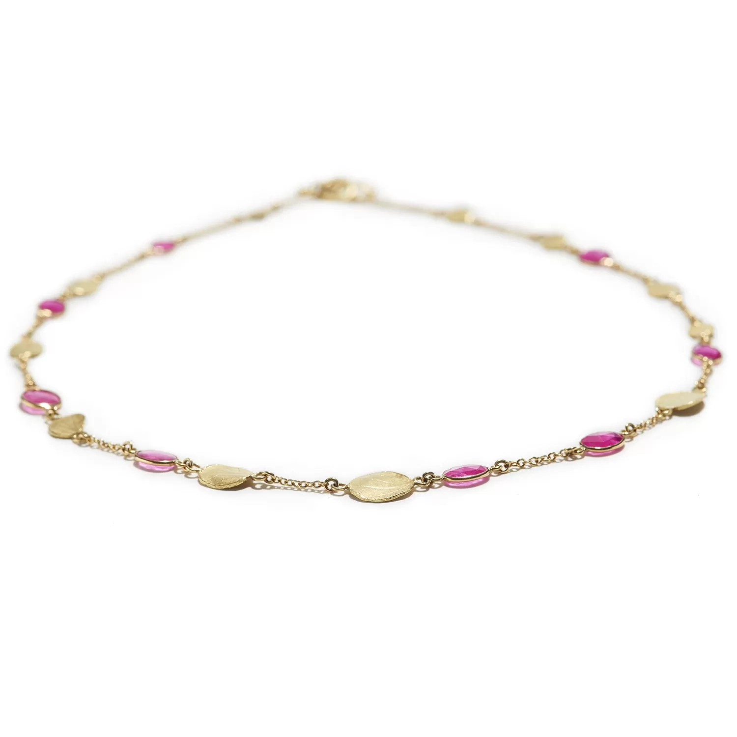 Rose Cut Ruby & Gold Necklace