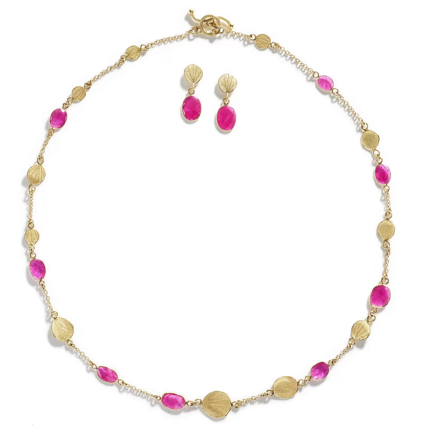 Rose Cut Ruby & Gold Necklace