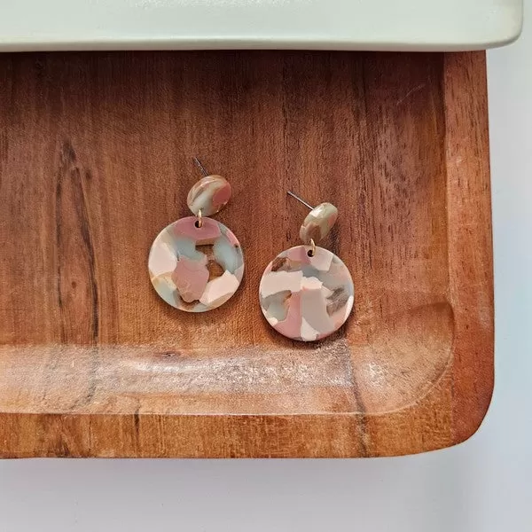 Round Drop Earrings - Camo Chic