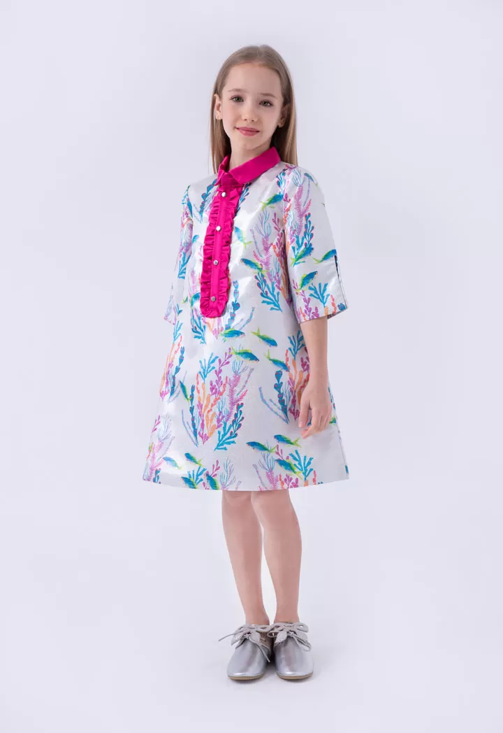 Ruffle Placket Shirt Dress