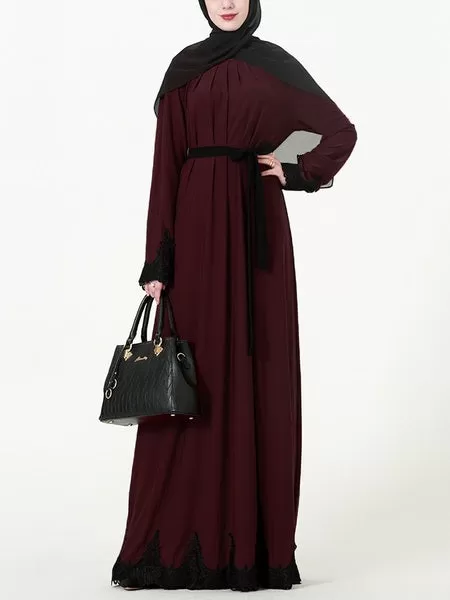 (S-3XL) Kiele Plus Size Abaya Hijab Muslim Long Sleeve Maxi Dress (2 Colour)