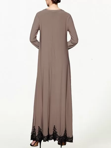 (S-3XL) Kiele Plus Size Abaya Hijab Muslim Long Sleeve Maxi Dress (2 Colour)