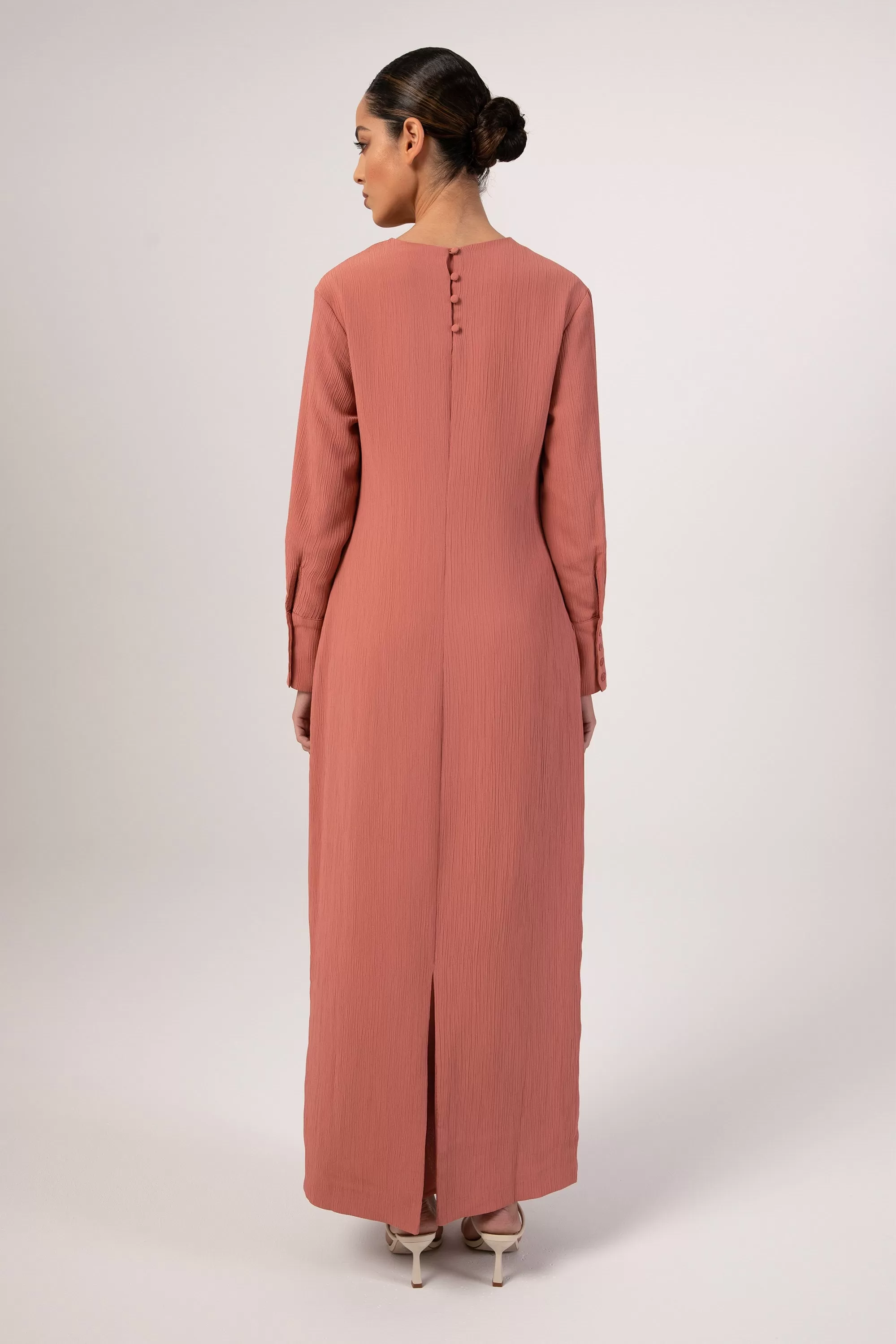 Sajda Textured Maxi Dress - Terracotta