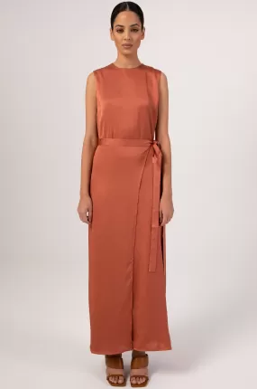 Salma Sleeveless Maxi Dress & Skirt Set - Terracotta