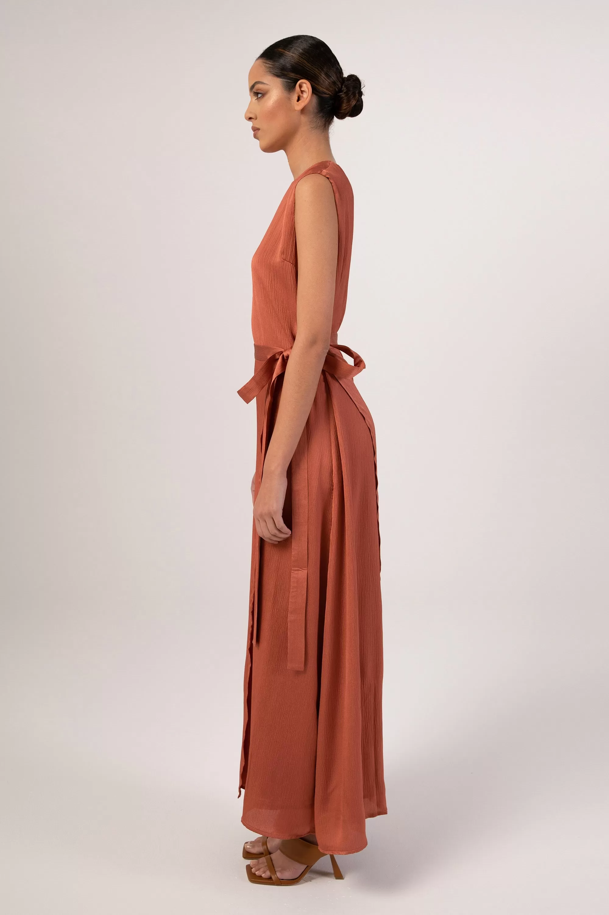 Salma Sleeveless Maxi Dress & Skirt Set - Terracotta