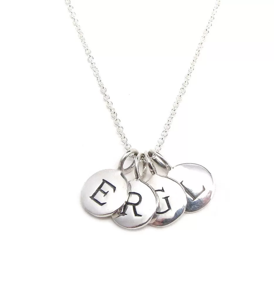 Silver 4 Initial Charm Necklace