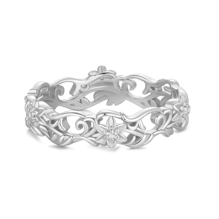 Silver Floral Ring - Daffodil