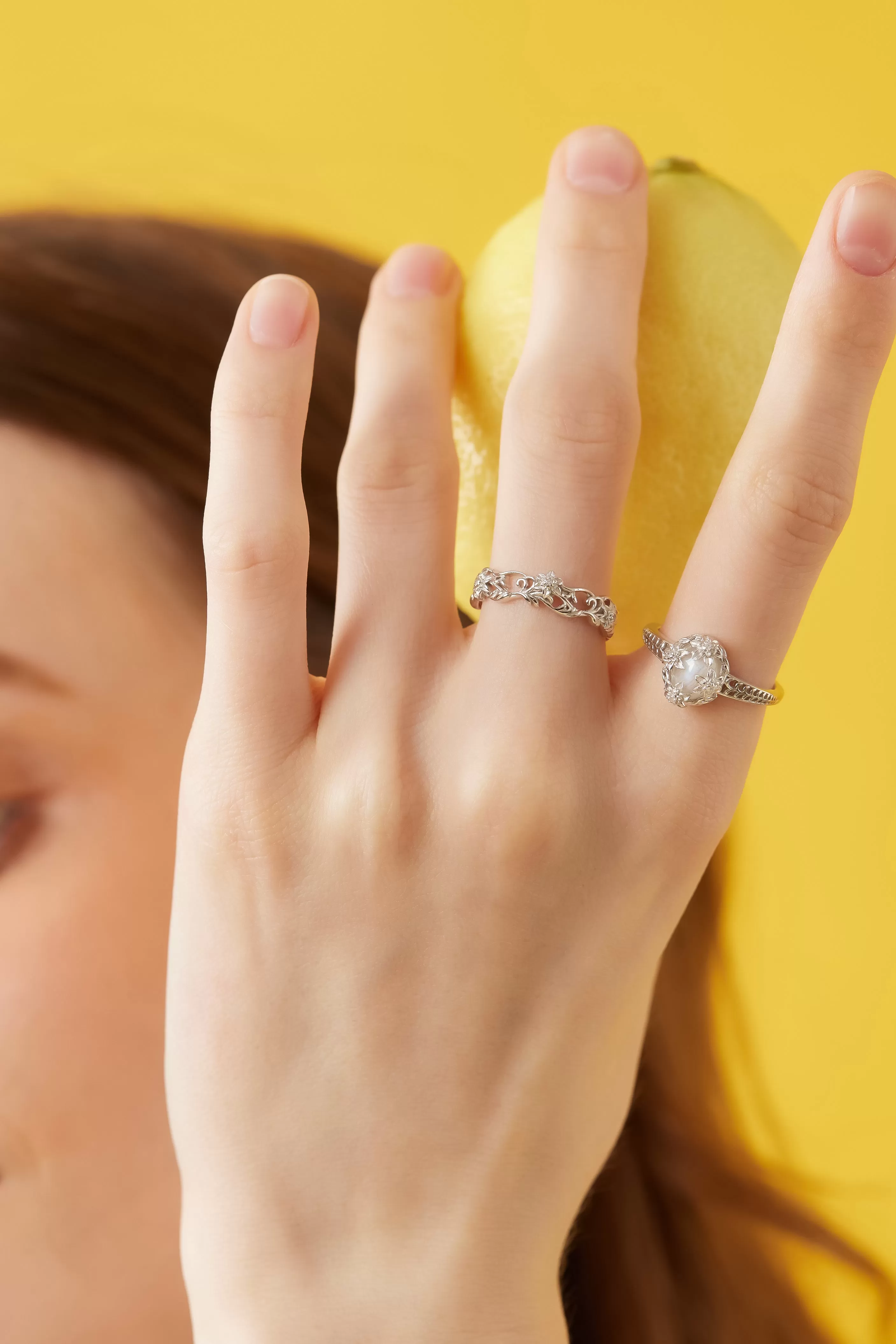 Silver Floral Ring - Daffodil