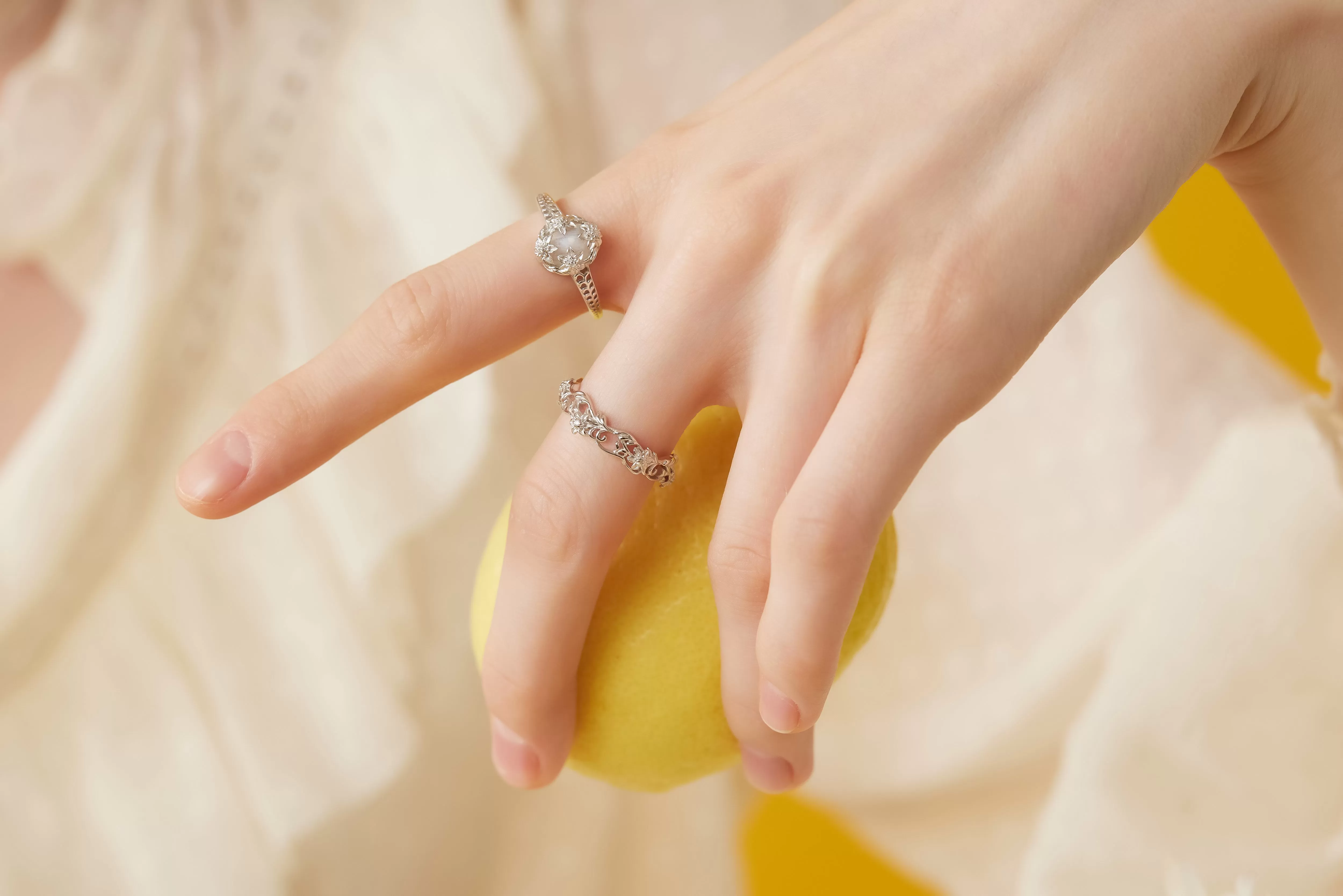 Silver Floral Ring - Daffodil