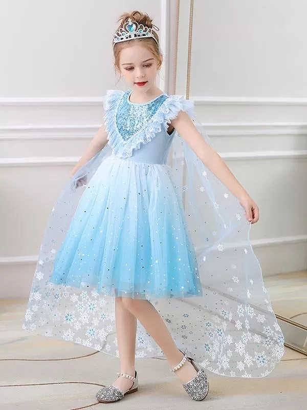 Sky Blue Aline Princess Flower Girl Dresses Jewel Neck Lace Sleeveless Short Dress Kids Social Party Dresses