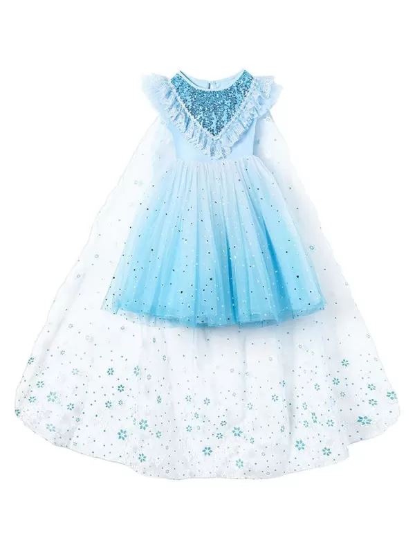 Sky Blue Aline Princess Flower Girl Dresses Jewel Neck Lace Sleeveless Short Dress Kids Social Party Dresses