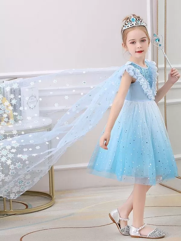 Sky Blue Aline Princess Flower Girl Dresses Jewel Neck Lace Sleeveless Short Dress Kids Social Party Dresses