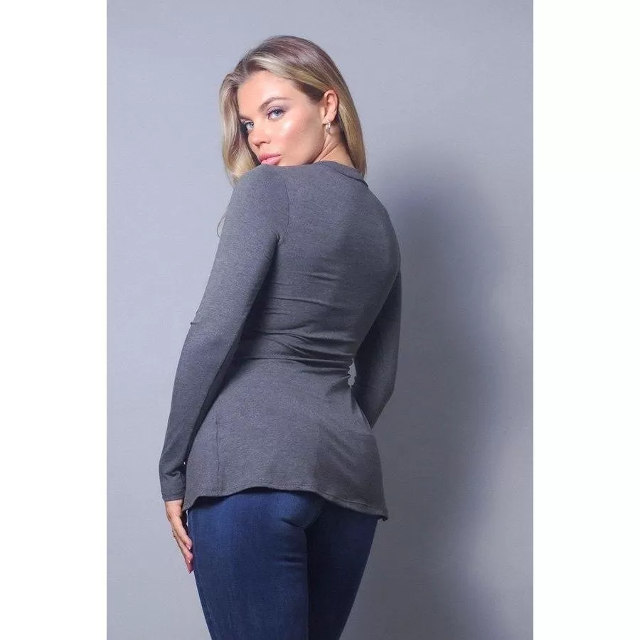 Sleek & Chic Fall Long Sleeve Slitted Top