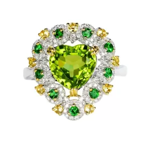 Sparkling New Peridot Heart Adjustable Ring