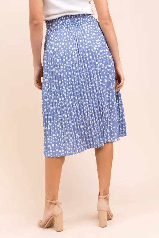 Spotted in Spring Midi Skirt in Blue