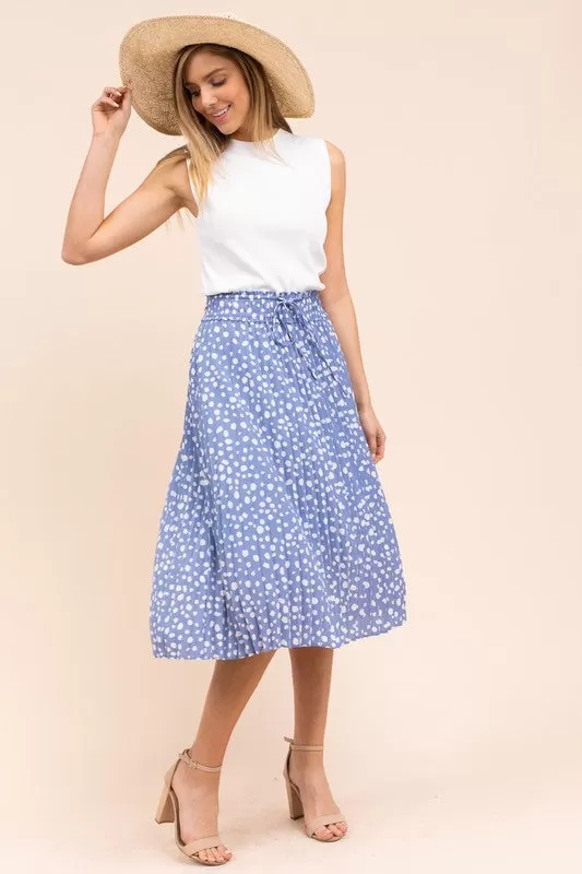 Spotted in Spring Midi Skirt in Blue