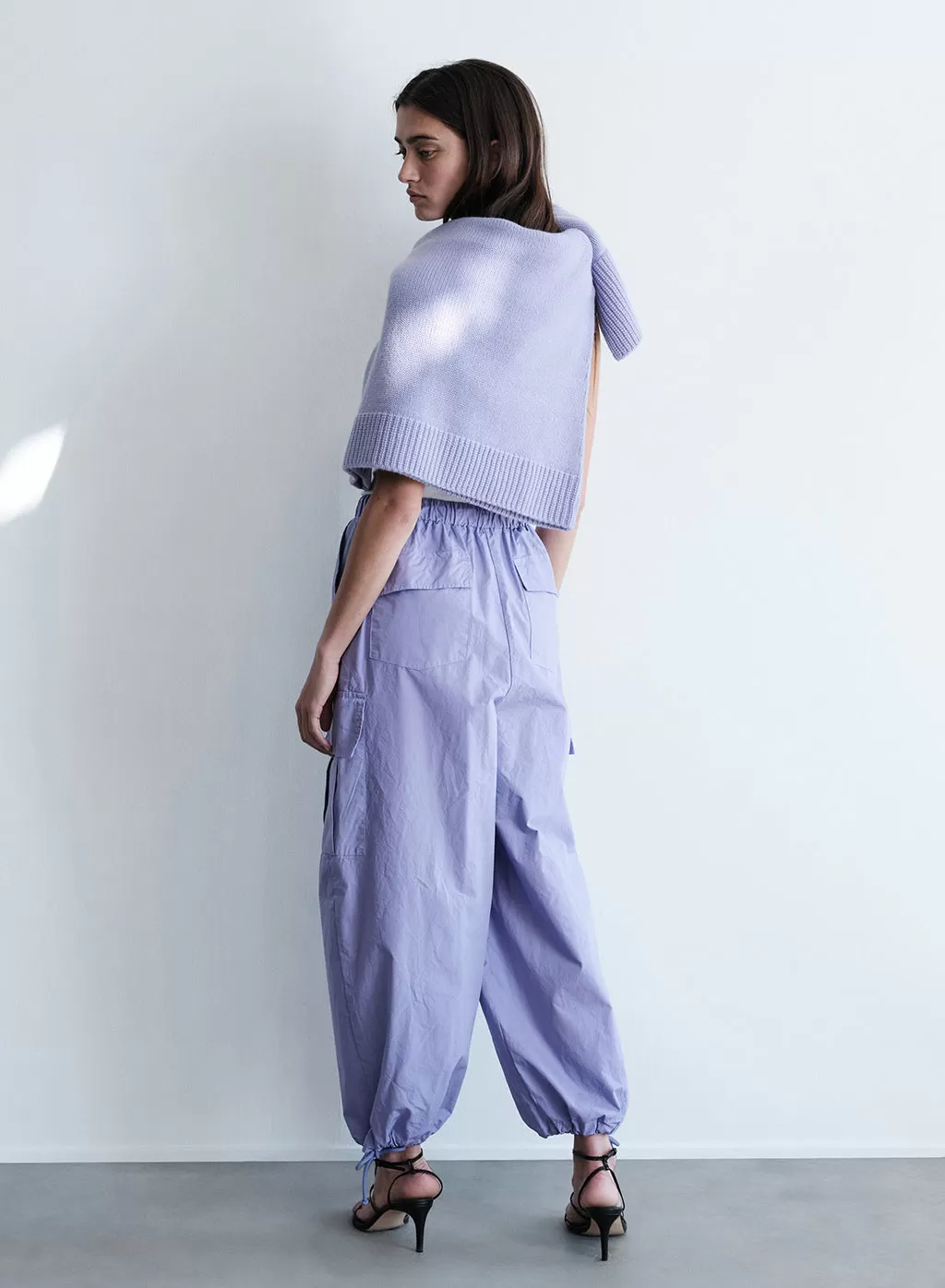 Structured Poplin Drawstring Cargo Pant in Iris