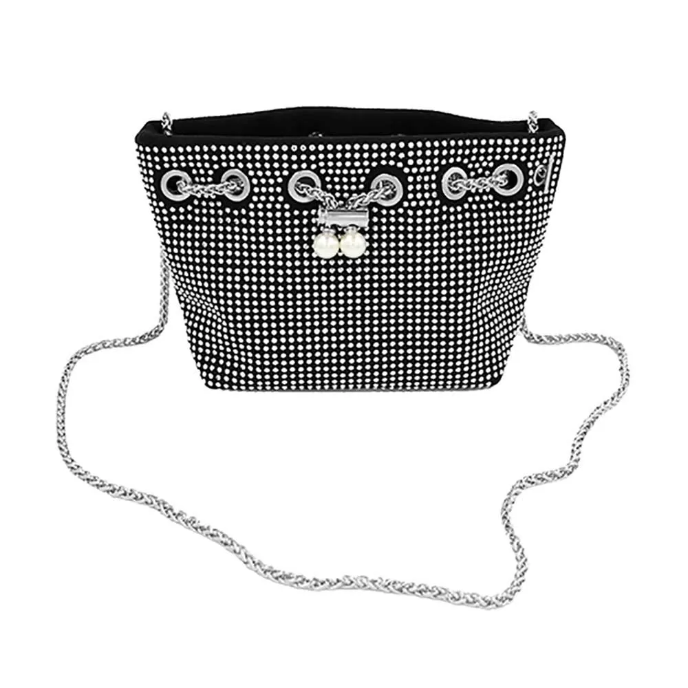 Studded Drawstring Chain Bucket Bag