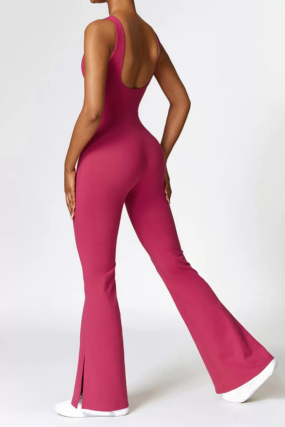 Sunset and Swim Basic Bae Sleeveless Bootcut Slit Active Jumpsuit