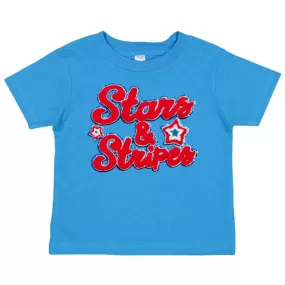 Sweet Wink Stars and Stripes Patch S/S Tee - Mid-Blue