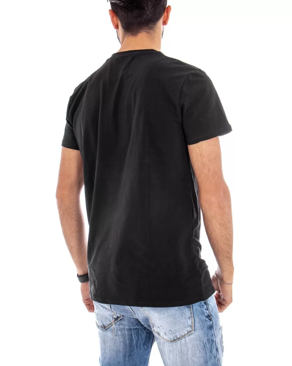 T-shirt Uomo Manica Corta Tinta Unita Nera Girocollo Basic Casual GIOSAL