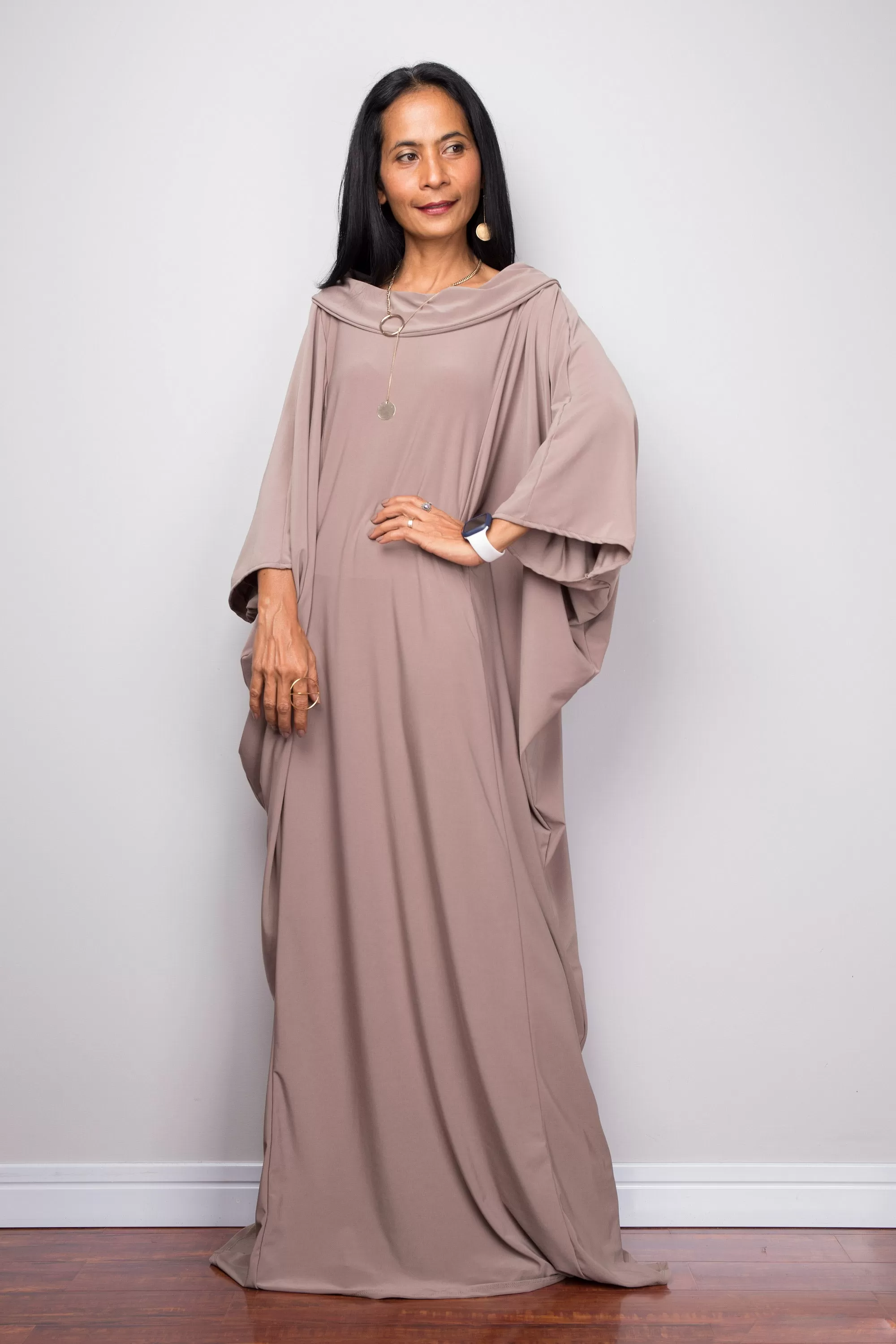 Taupe Modest Kaftan Dress