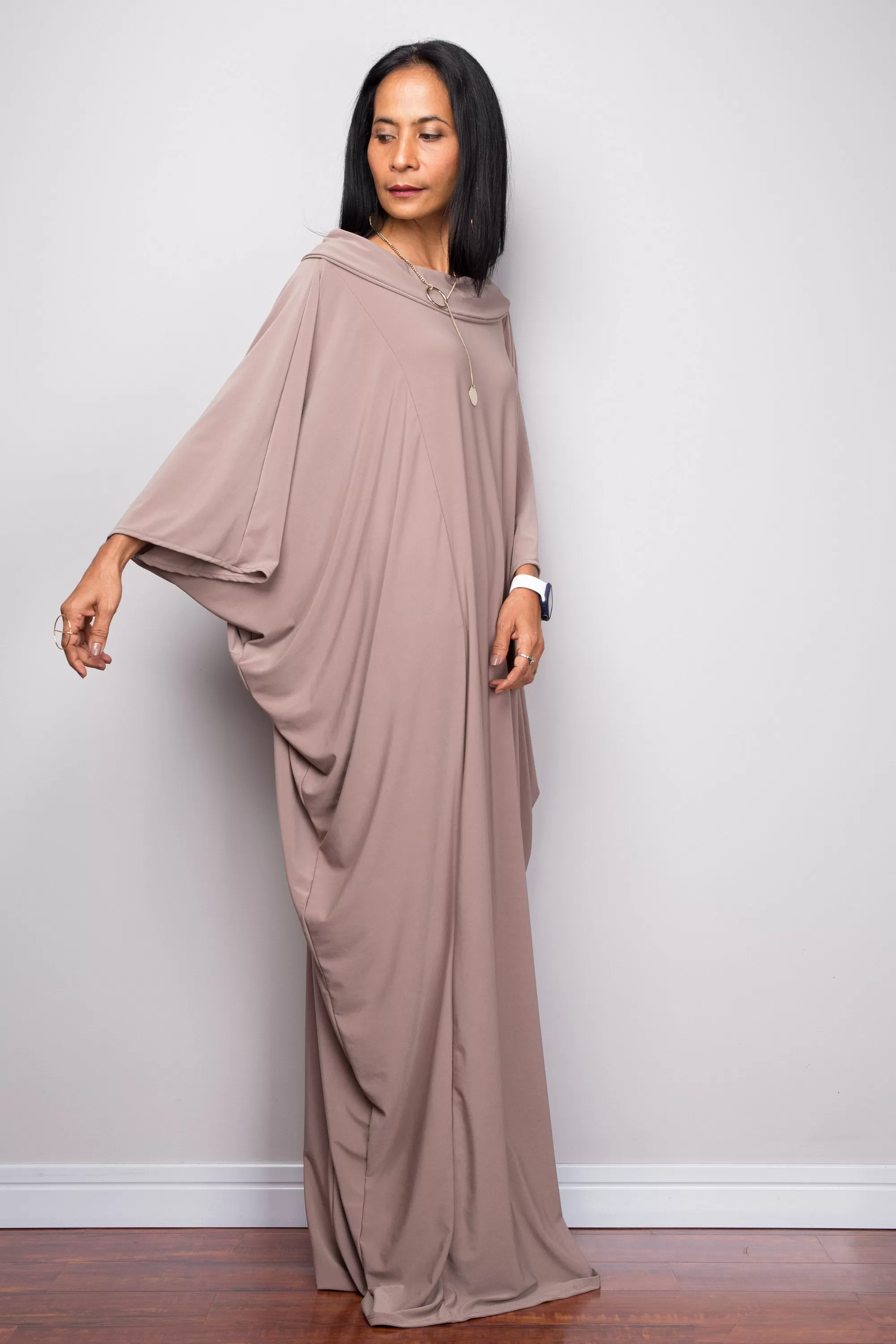 Taupe Modest Kaftan Dress