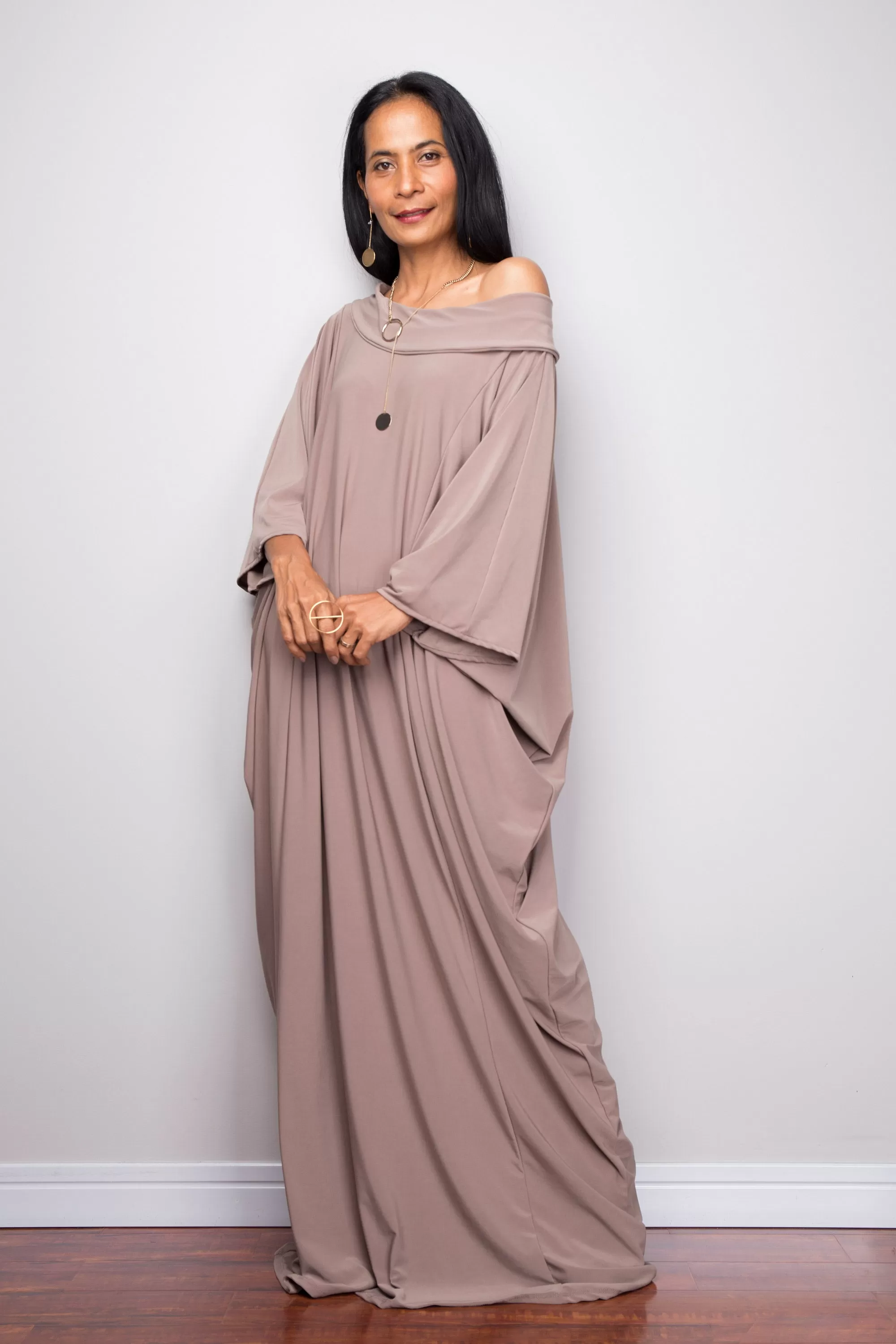 Taupe Modest Kaftan Dress